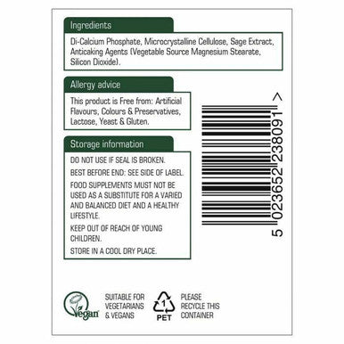 Sage Leaf Garden Sage leaves Salvia Officinalis 90 tablets 2mg rosamarinic aci