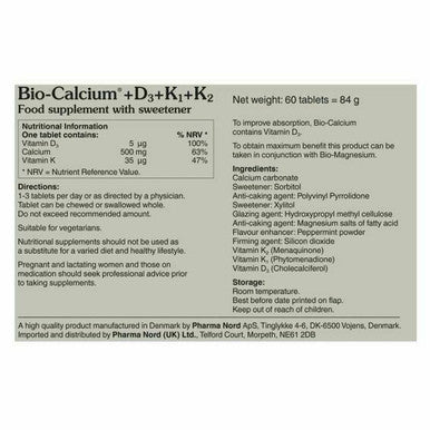 Pharma Nord Bio-Calcium + D3 + K1 + K2 500mg 60 Tablets