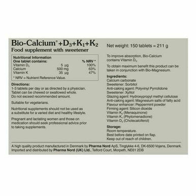 Pharma Nord Bio-Calcium + D3 + K1 + K2 500mg 150 Tablets