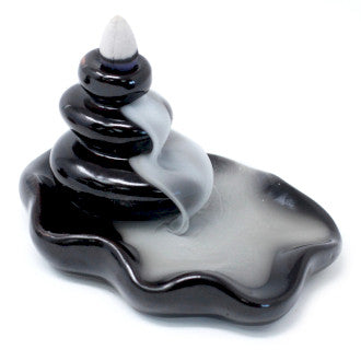 Backflow Incense Burners ceramic black Large Pebbles into Pool