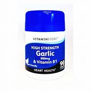 high strength Garlic 900mg and Vitamin B1 tablets 90 vegan healthy heart
