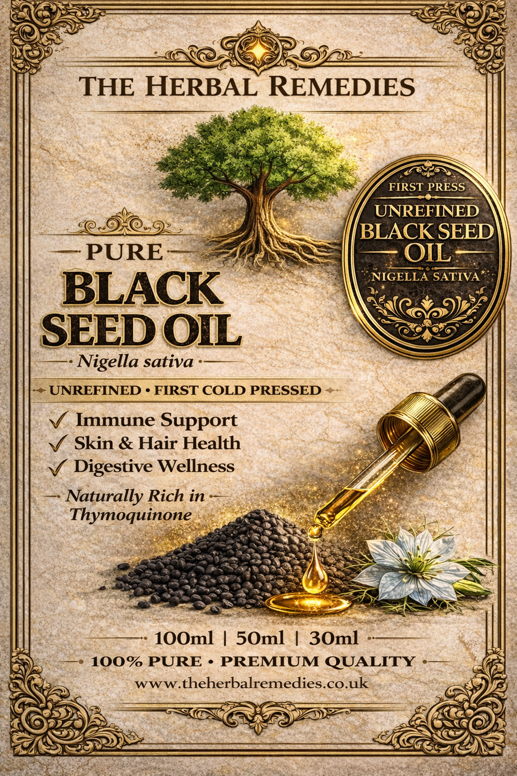 Premium Black Seed Oil – Cold Pressed Nigella Sativa Unrefined | 100% Pure