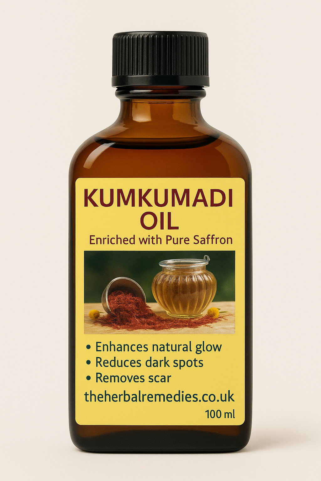 Organic Kumkumadi with Saffron Oil 100ml glass dropper bottle