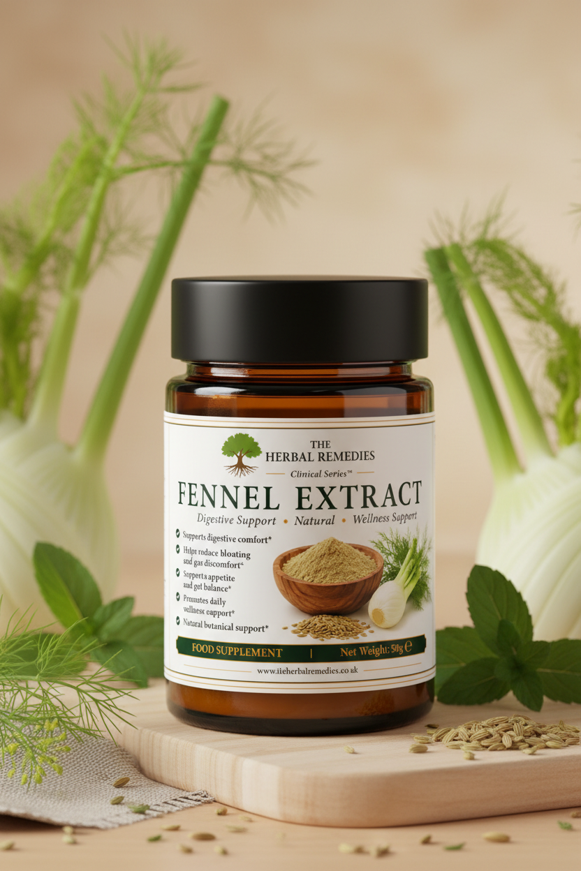 Premium Fennel (Foeniculum vulgare) Extract traditionally used to support healthy digestion, gut comfort, digestive wellness and antioxidant protection.