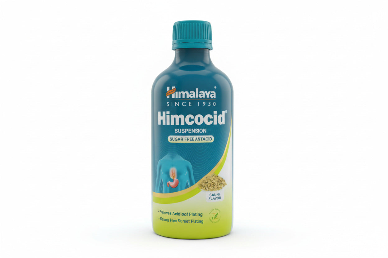 Himalaya Himcocid suspension bottle on a white background
