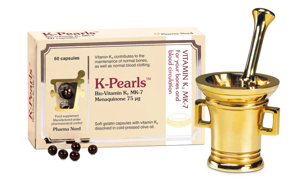 K-Pearls contains 75mcg of vitamin K2 MK7 for blood circulation 60 capsules