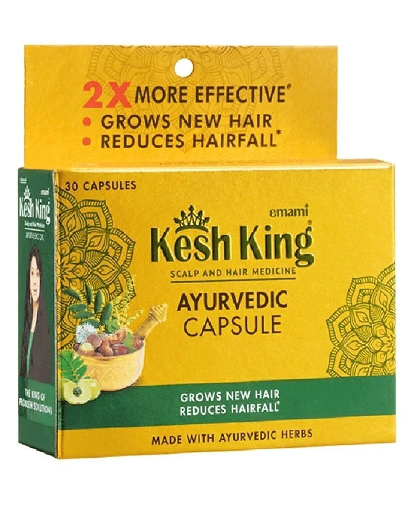 Stop hair fall naturally with Kesh King Capsules. 100% Ayurvedic formula with Bhringraj & Amla for thicker hair and a healthy scalp. Fast Shipping.