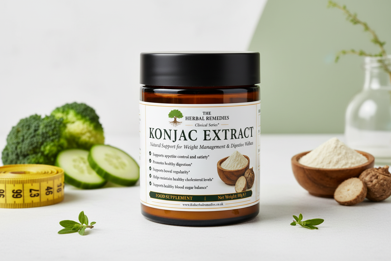 Premium Konjac (Amorphophallus konjac) Extract naturally rich in glucomannan to support weight management, digestive health, gut wellbeing and healthy cholesterol levels.
