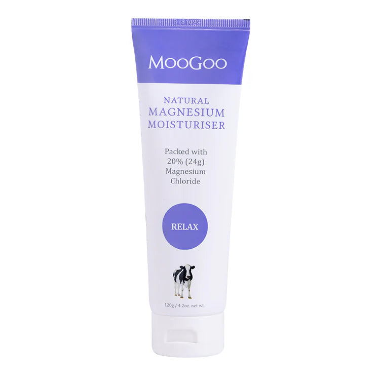 MooGoo Natural Magnesium Moisturiser to soothe sore muslces and replenish Magnesium levels 120g