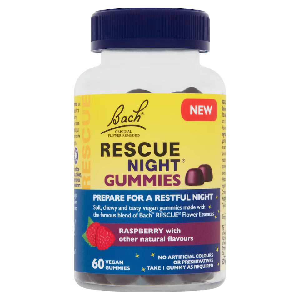 Rescue Remedy Gummies Night 60s help prepare for a restful night's sleep.