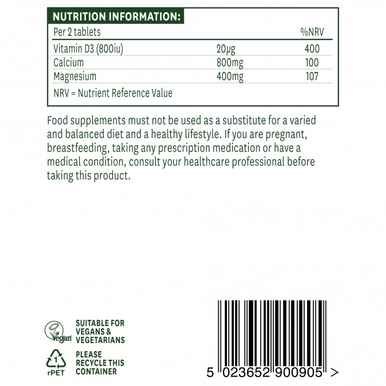 Calcium, Magnesium & Vitamin D3 90 tablets for normal bones & muscle function