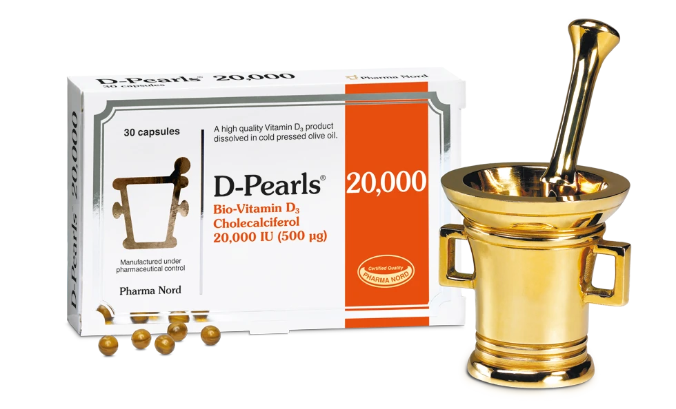 D-Pearls with 500 µg (20,000 IU) of vitamin D3 in cold-pressed olive oil 30 capsule