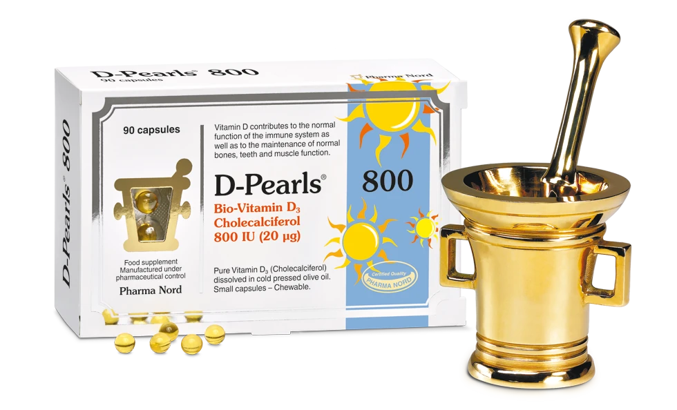 D-Pearls with 20 µg (800 IU) of vitamin D3 in cold-pressed olive oil 90 capsules