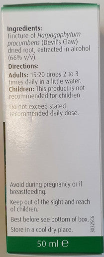 Devil's Claw 50 ml joint pain and to reduce symptoms of back pain