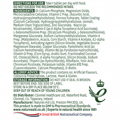 Complete MultiVitamins & Minerals - Antioxidants Formula 90 tabs- Natures Aid.