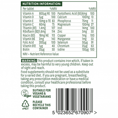 Complete MultiVitamins & Minerals - Antioxidants Formula 90 tabs- Natures Aid.