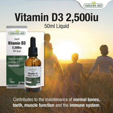 Vitamin D3 Liquid 2500iu (Vegan) - 50ml.