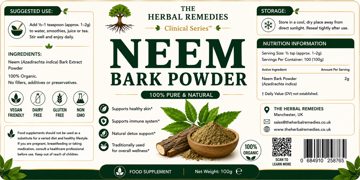 Neem Bark Powder (Azadirachta indica) Traditional Botanical for Herbal Cleansing & Oral Care Rituals