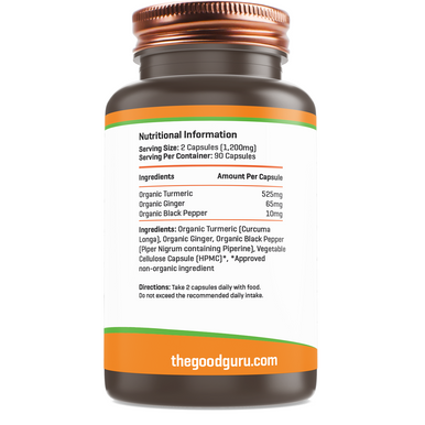 Organic Turmeric + Organic Ginger & Black Pepper 90 capsules vegan