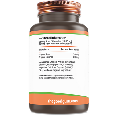 Organic Vitamin C 30 capsules with amla & moringa 1200mg