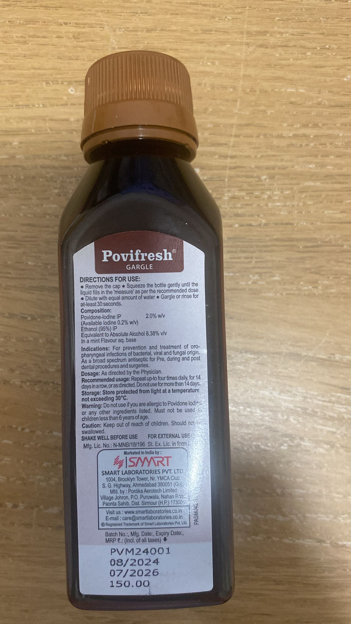 POVIFRESH GARGLE Povidone iodine 2%