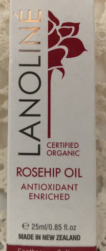 Rosehip Oil Antioxidant Enriched .85 fl oz 25 ml Lanoline Certified Organic