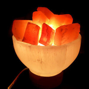 Bowl shaped Himalayan salt lamp (pink)