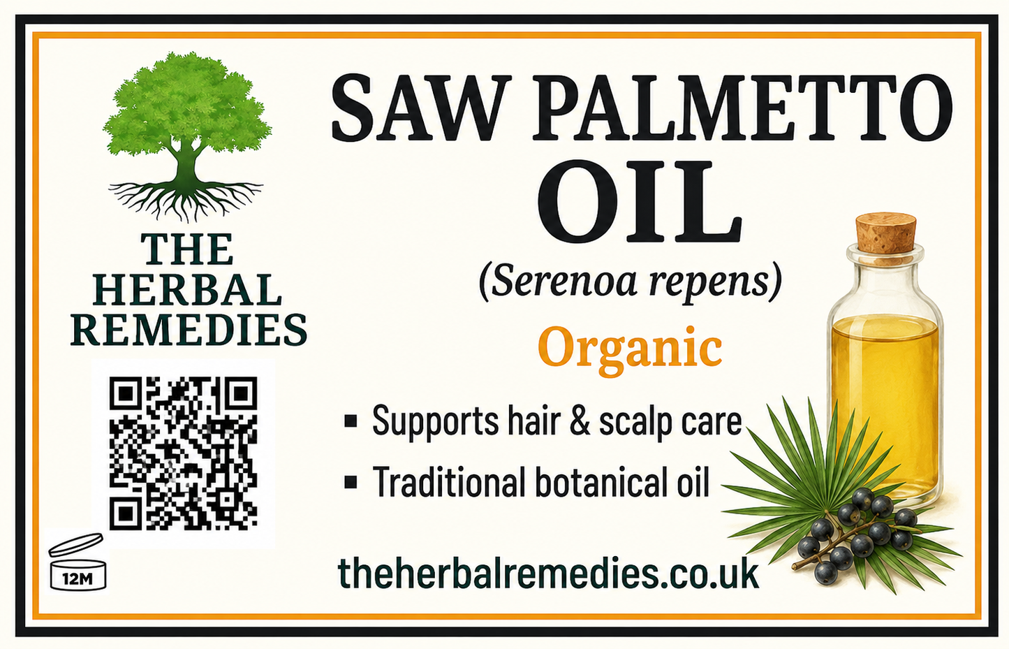 Organic Saw Palmetto Oil (Serenoa repens) – Cold-Pressed | Hair & Scalp Support