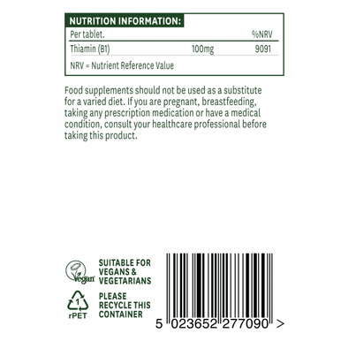 Vitamin B1 Thiamin Hydrochloride 100mg Normal Function Of Nervous System 90