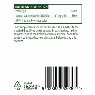 Vitamin E 1000iu Natures Aid 30 softgels