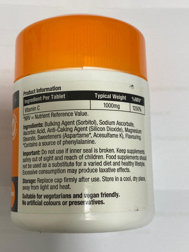 Chewable Vitamin C 1000mg For immunity Orange Flavour