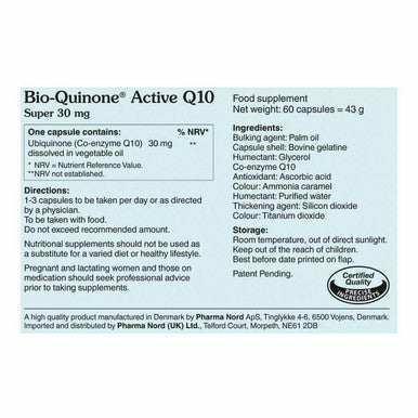 Bio Quinone active Q10 super 30mg Capsules Pharma Nord food supplement 60 capsul