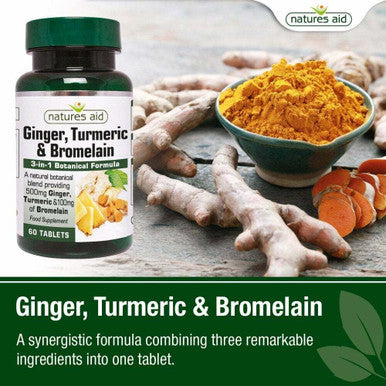 Ginger Turmeric And Bromelain 3 In 1 Botanical Formula Vegan 60 Tablets natural