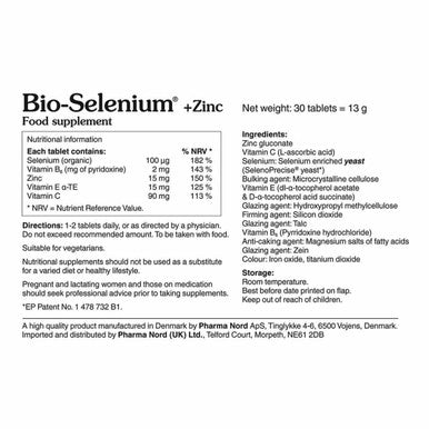 Bio Selenium + Zinc, vitamin C, E , B6 - 90 Tablets immunity  Pharma nord