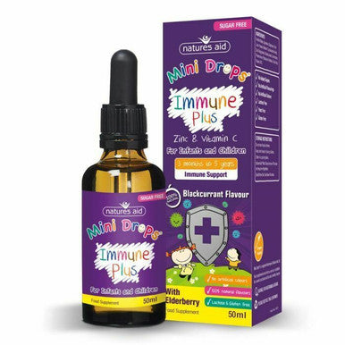 Mini drops Immune Plus zinc & vitamin C  3 months-5 years 50ml Natures Aid