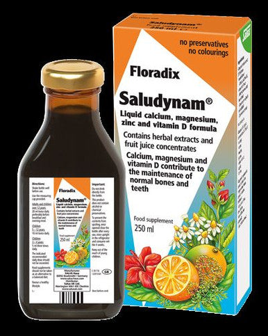 Floradix Saludynam Liquid Calcium, Magnesium, Zinc and Vitamin D Formula 250ml