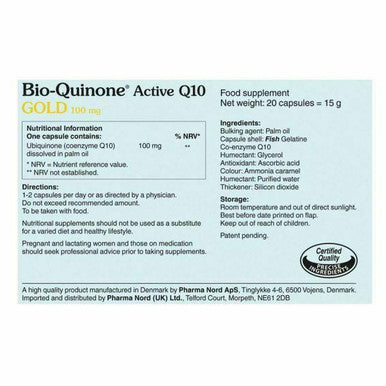 Bio-Quinone Active Q10 GOLD 100mg Coenzyme Q10 Supplement 20 capsule