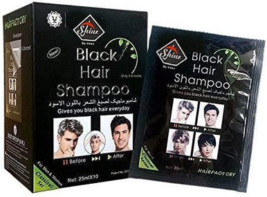 Black Hair Shampoo Instant Colour 25ml - 10 Sachets Lasts for 4 weeks