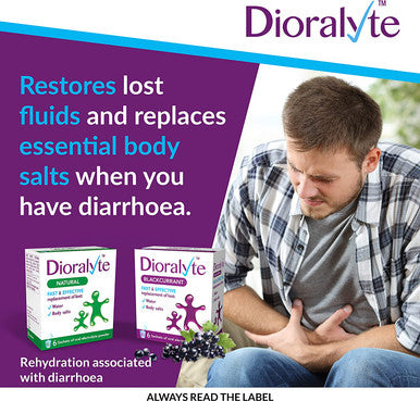 Dioralyte - Fast and Effective Supplement Treatment for Reducing Dehydration and Replacing Electrolytes (mineral salts) of Lost Body Water and Salts- Blackcurrant Flavour - 6 Sachets