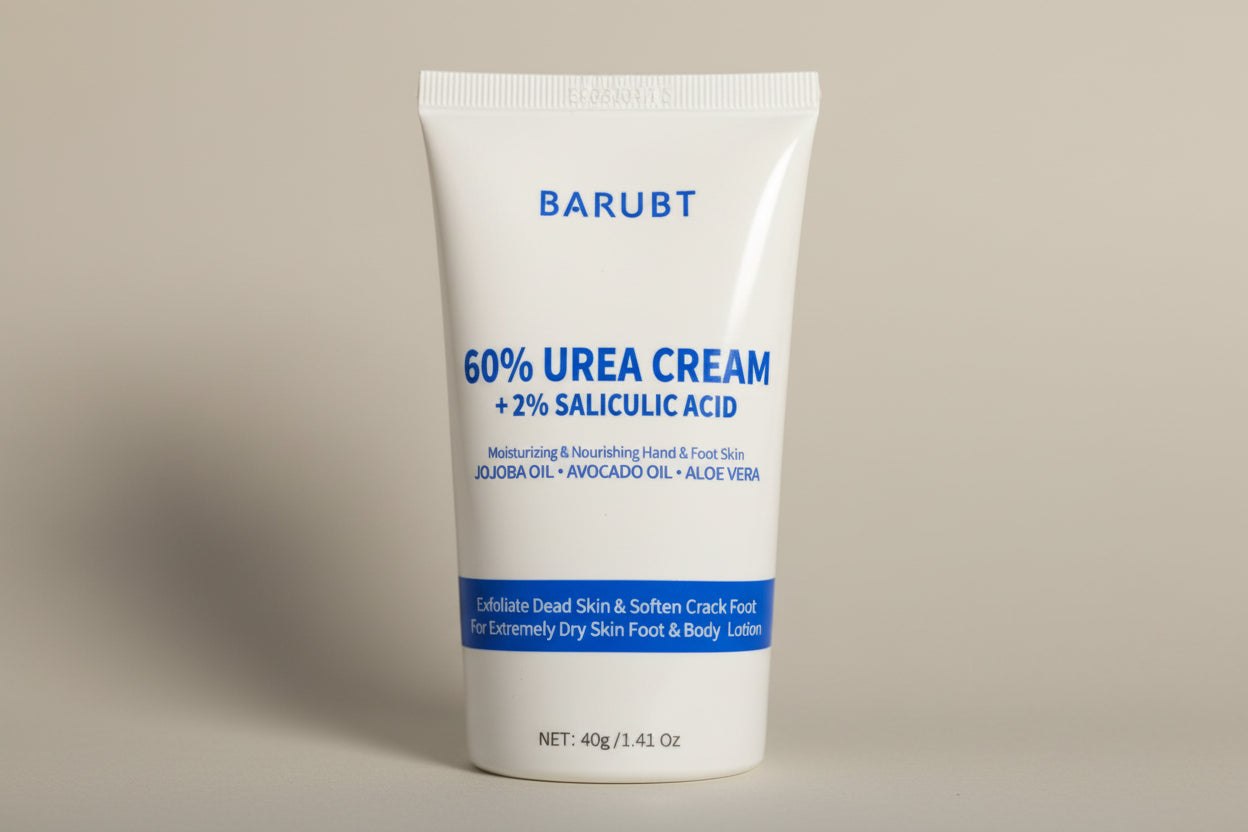 Barubt 60% Urea Cream packaging with blue text on a white background