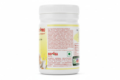 Bisimka herbal supplement container with text on a green background