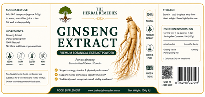 Ginseng Root Extract Powder  Panax Ginseng | Energy & Vitality Support