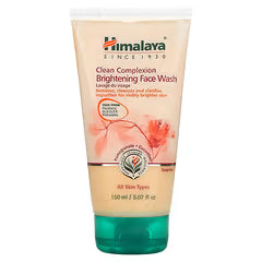 Himalaya Clean Complexion Brightening Face Wash in a 150 ml squeeze tube with a white and peach body and a translucent green cap, shown on a plain white background.