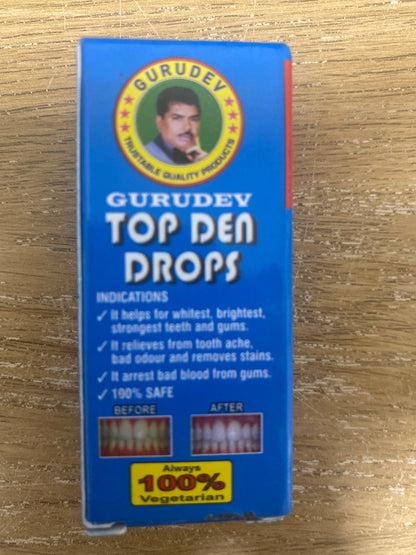 Teeth Cleaning Herbal Oil 10ml Top Den Drops,  strengthen and whiten teeth, freshen breath, support gum health, reduce cavities, plaque, sensitivity, gingivitis, inflammation, and bleeding .