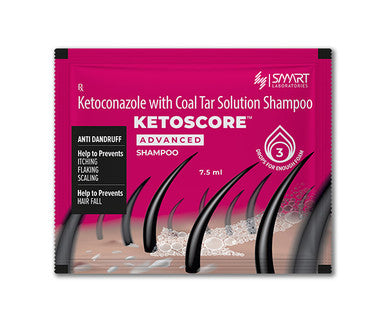 Ketoscore advanced shampoo 7.5ml x 5, Ketoconazole with coal tar solution shampoo