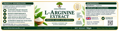 L-Arginine pure Extract Powder 50g, Sexual health and fertility support formula