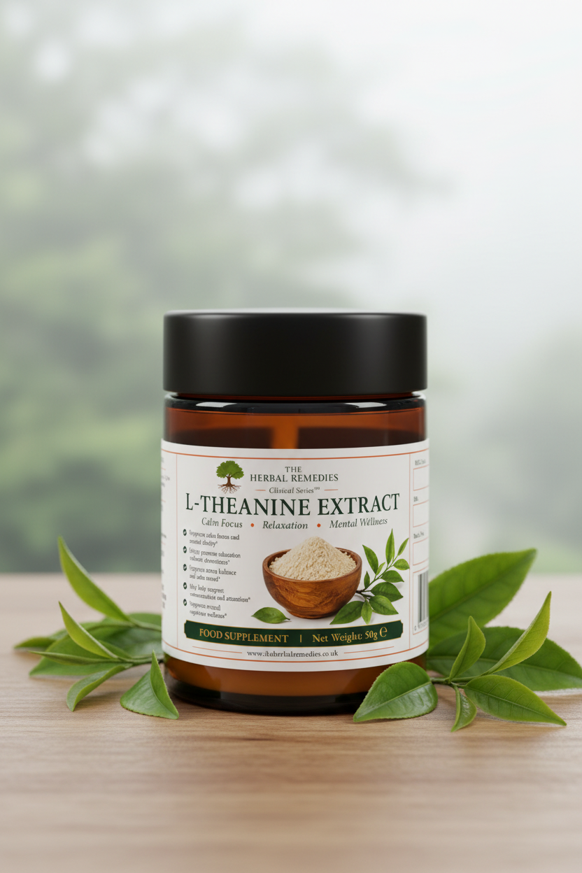 Premium L-Theanine powder for relaxation, calm focus, concentration and evening wellness. A versatile amino acid for daytime or nighttime use.