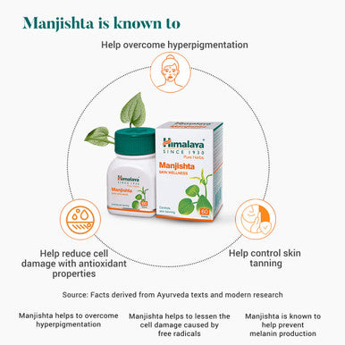 Manjistha act as potent blood purifier, antioxidant, skin tanning 60 tablets himalaya