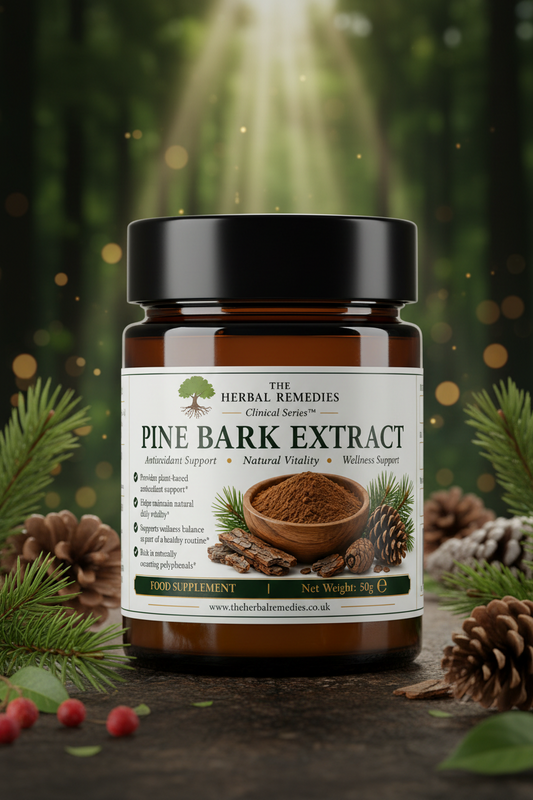 Premium Pine Bark Extract naturally rich in OPCs and polyphenols. A powerful botanical antioxidant for healthy circulation, vascular wellness and skin support.