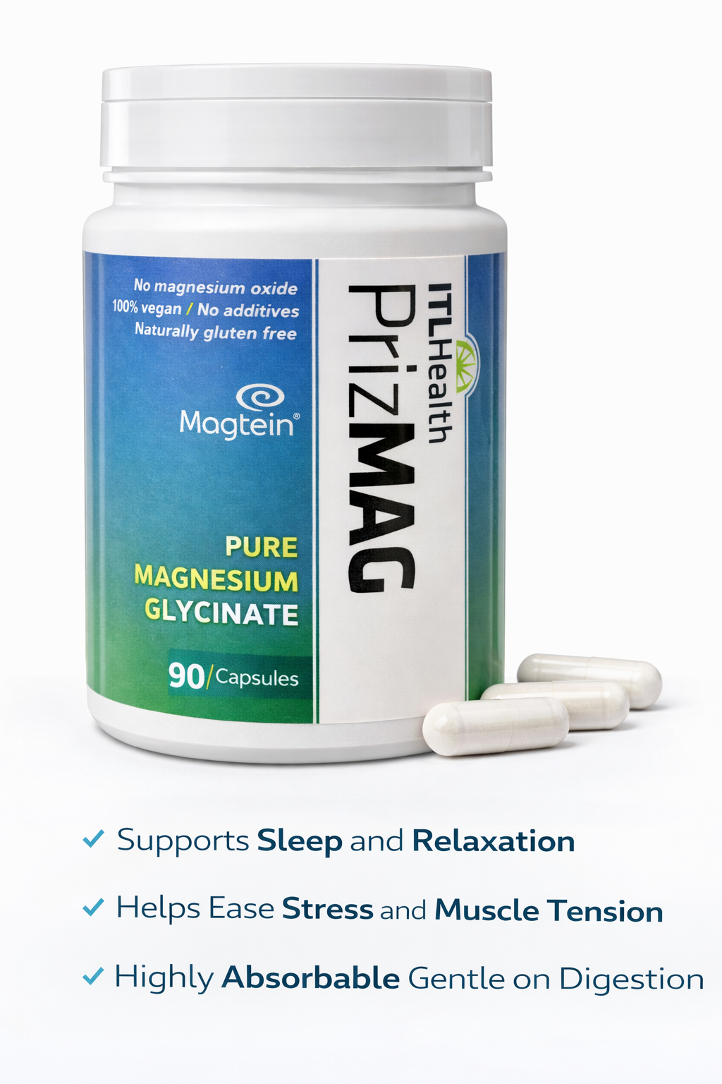 PrizMAG – Pure Magnesium Glycinate Capsules (High Absorption) – 90 Capsules